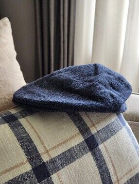 Botvela 100% Wool Classic Navy Pageboy News Boy Herringbone Cap Size Medium